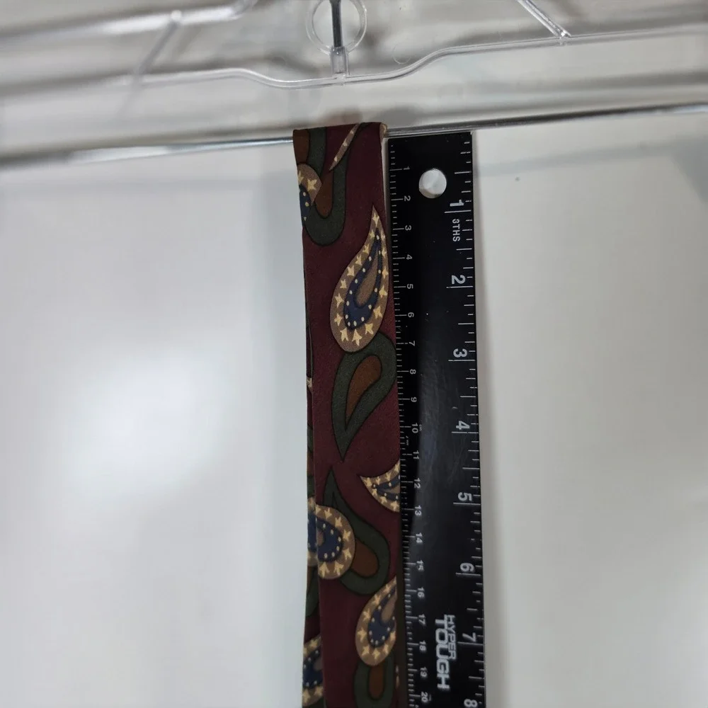 VTG Tuli by Natan Bradi 100% Silk Paisley Necktie Burgundy Green Mens‎ Tie USA